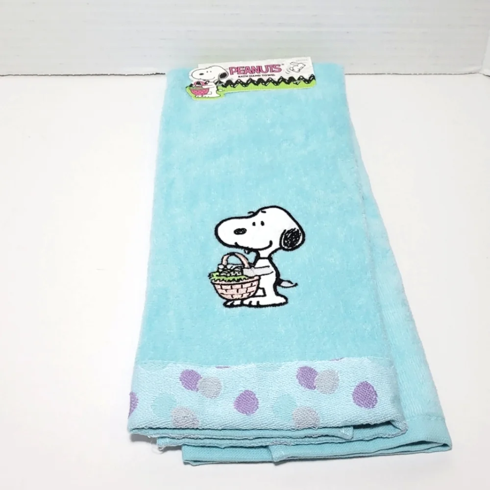 Peanuts Snoopy Easter Basket Blue Hand Towel NWT